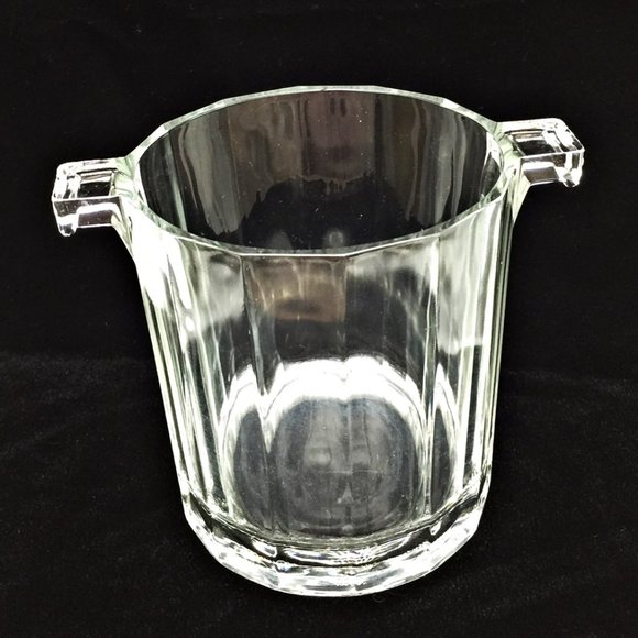 Vintage Heavy Glass Ice Bucket Tab Handles - Picture 1 of 7